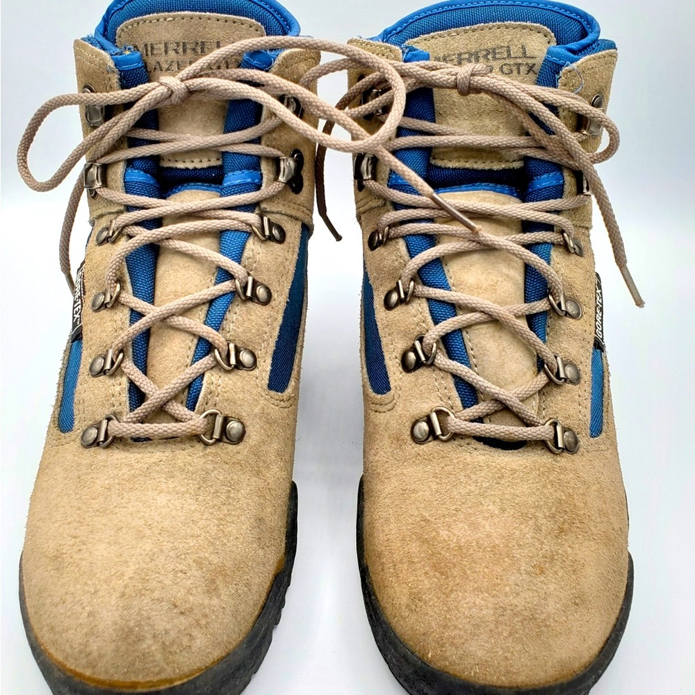 Merrell Blazer GTX Blue & Gray Leather & Gore-Tex Hiking Boots Women's USA 8